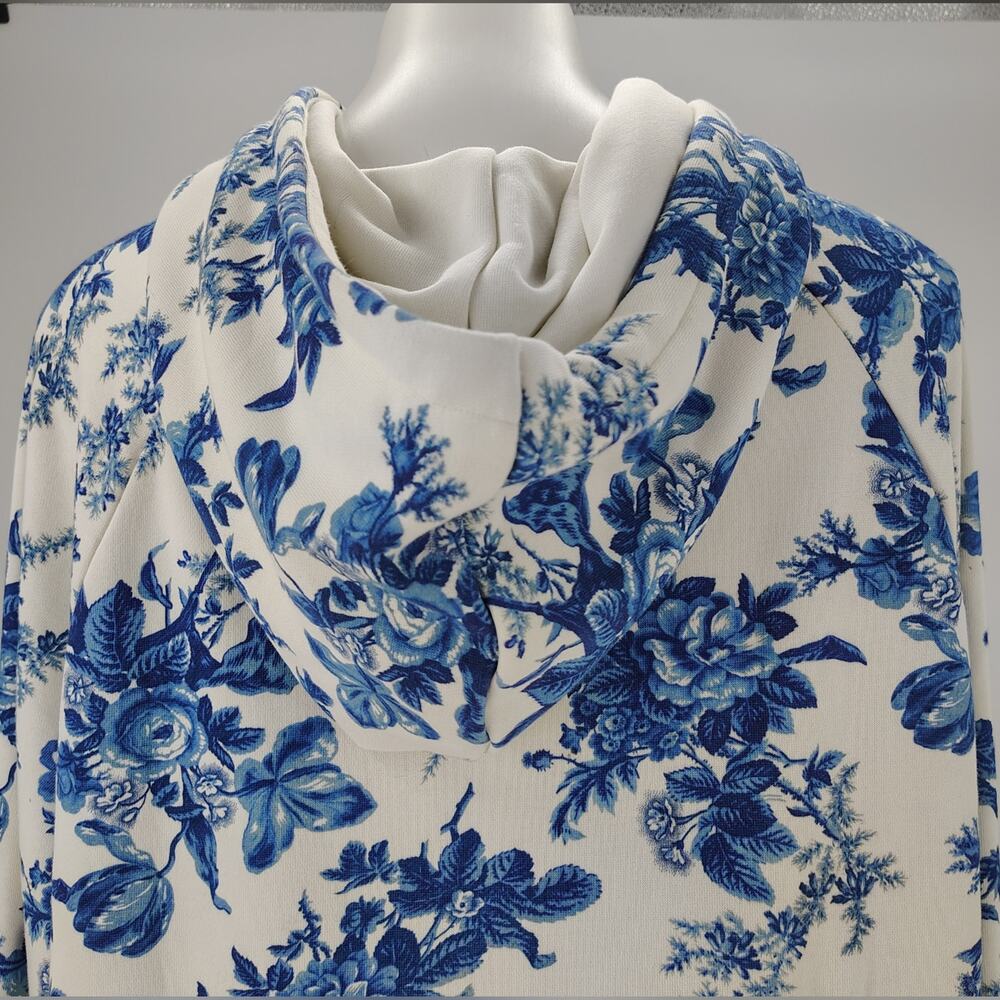 LoveShackFancy x Beach Riot Alicia Floral Hoodie Sweatshirt Blue White Size L - Picture 12 of 16